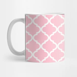 Light Pink and White Quatrefoil Pattern Mug